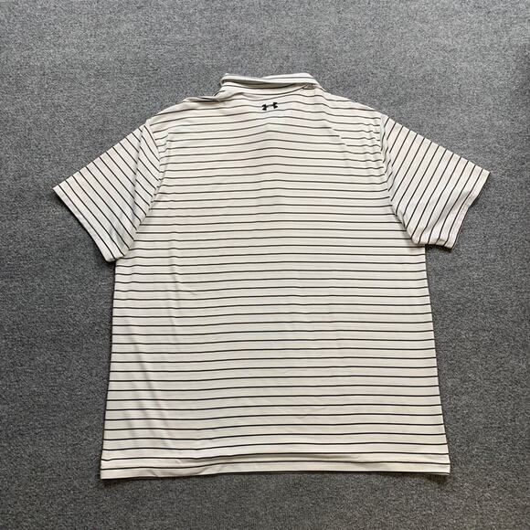 Under Armour Polo Shirt Mens 2XL White Black Playoff Striped Performance Golf - Picture 7 of 10